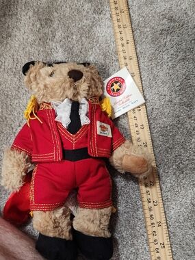 Hard Rock Cafe Red & Black Plush Bear in Uniform